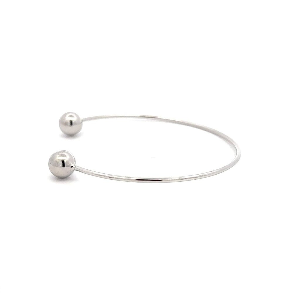 925 Sterling Silver Bangle Wire Bracelet Adjustable Size 6 3/4 inches - Picture 5 of 7